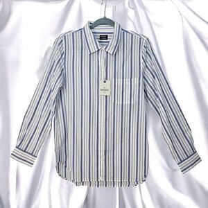 Untuckit Women's Pinot Perse Shirt Woman 12 Blue White Striped Long‎ Sleeve NWT